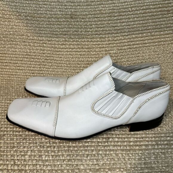 Jo Ghost White Leather Square Toe Dress Shoes Italy Sz 42 US 9 main image 12